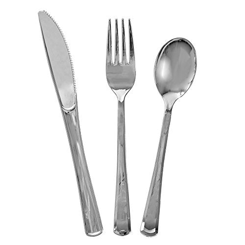 Unique Industries Party Tableware, Cutlery, Metallic Silver