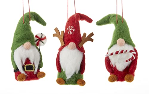 Delton Wool Christmas Gnome Ornament, 3 Assortment