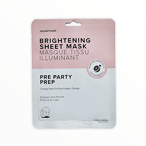 MaskerAide Pre Party Prep Face Mask with Orange Peel Oil, Niacinamide & Rice Extract, for Dull Skin, Prime, Brighten, Hydrate & Reduce Dark Spots, Cruelty Free, Korean Skincare, 1 Pack