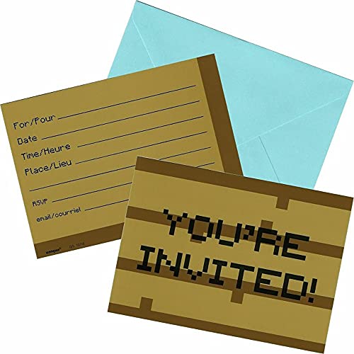 Unique Industries Unique Minecraft Party Invitations-8 Pcs, 5.38" X 3.82", Multicolor