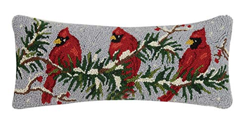 Peking Handicraft Design Design Cardinal Trio Hooked Christmas Throw Pillow