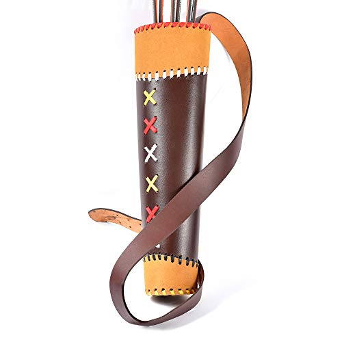 UNIVERSE ARCHERY Back Arrow Quiver | Genuine Cowhide Leather Arrow Holder | Traditional Handmade Quiver for Hunting & Archery Sports | Lightweight & Comfortable