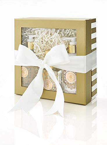 Shelley Kyle Tiramani Complete Gift Set, Includes Hydrating Body Lotion, Perfume, and Foaming Bath Gel, Packaged in Beautiful Cream and Gold Gift Box with Ribbon