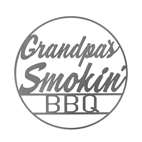 ROCC RUSTED ORANGE CRAFTWORKS CO. Vintage Circle Signs - BBQ (Grandpa's)-Steel Outdoor Barbecue sign-Outdoor Kitchen-Grill-Men's gift-Father's Day gift-Bachelor Sign for men -decorative sign