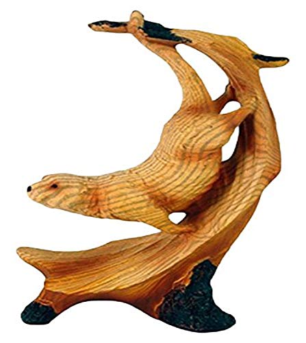 Unison Gifts StealStreet MME-975 Ss-Ug-Mme-975, 5" Single Sea Otter Scene Carving Faux Wood Figurine, Brown