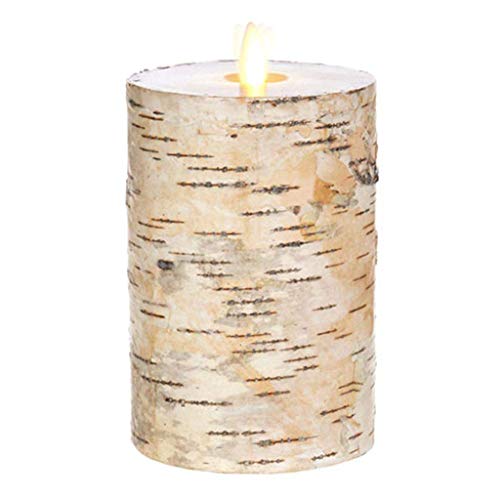 RAZ IMPORTS 37111 Moving Flame Birch Wrapped Pillar Candle, 3.25" X 6"