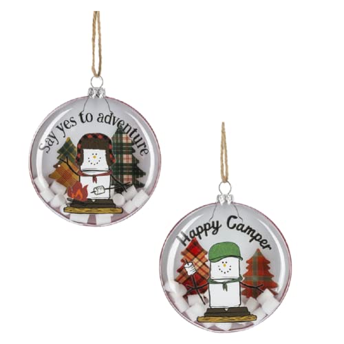 Ganz MX181799 Camp S'Mores Disk Ornaments - Happy Camper & Yes to Adventure, 4.5-inch Height, Set of 2
