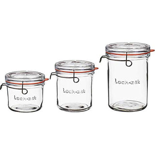 Luigi Bormioli Rocco Lock-Eat 3 piece Frigo Jars Set, Clear