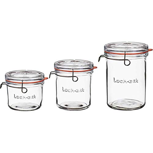 Luigi Bormioli Rocco Lock-Eat 3 piece Frigo Jars Set, Clear