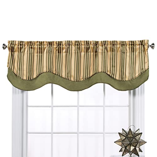 Belle Maison Windsor Scalloped Layered Valance - Olive Color