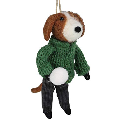 HomArt 0415-31 Dog Throwing Snowball Ornament, 5-inch Height, Felt