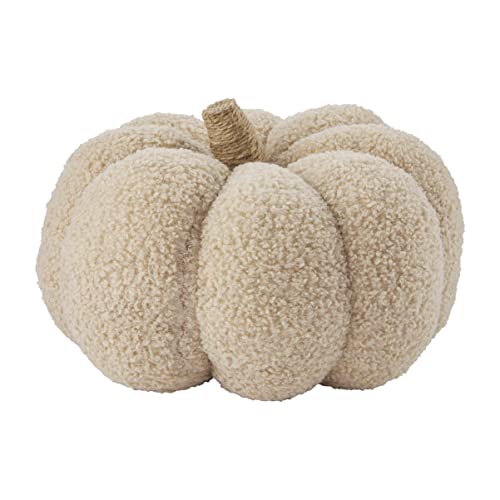Mud Pie   Large Neutral Shearling Pumpkin,10-inch