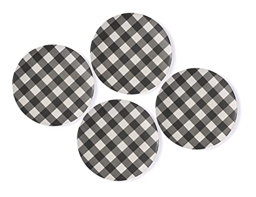 Shiraleah Ainsley Set of 4 Black Check Melamine Dinner Plates