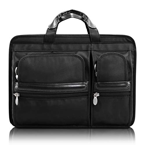Double Compartment Laptop Case, Leather, Small, Black - HUBBARD | McKlein - 58435