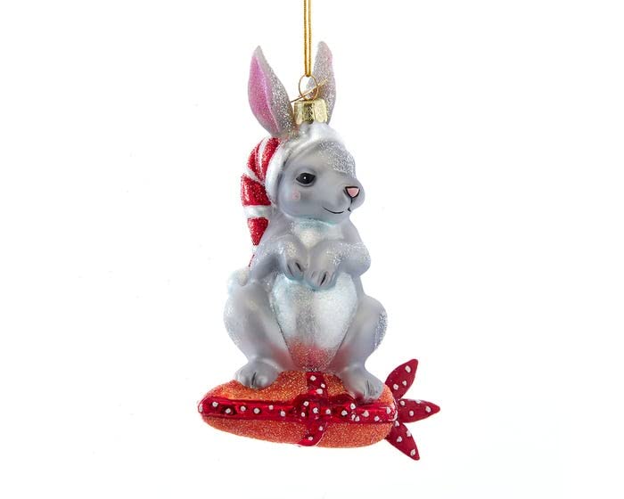 Bunny with Carrot Glass Ornament Kurt Adler Noble Gems Christmas