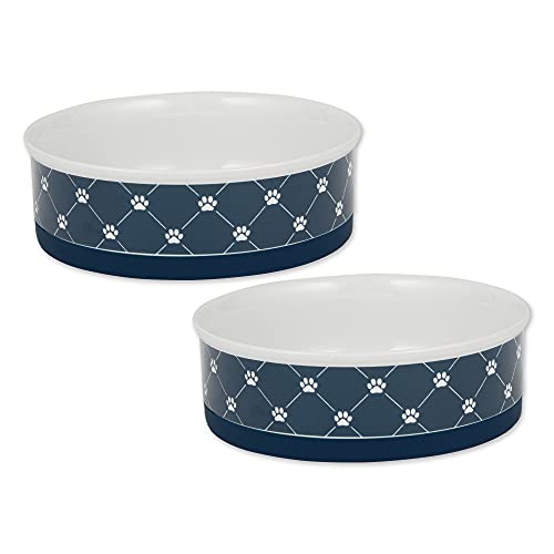 Bone Dry Ceramic Pet Collection Trellis, Large Set, 7.5x2.4, Navy, 2 Piece