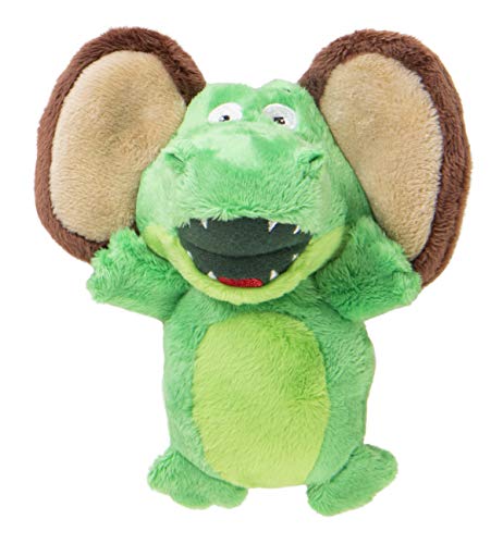 Worldwise 58529-98997-024 goDog Silent Squeak Flips Gator and Monkey with Chew Guard Technology Durable Plush Dog Toy, Small