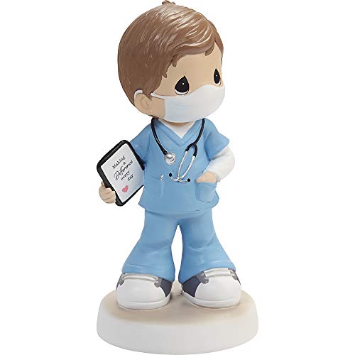 Precious Moments Hero Mask Figurine, Boy Healthcare Worker, Light Hair/Light Skin