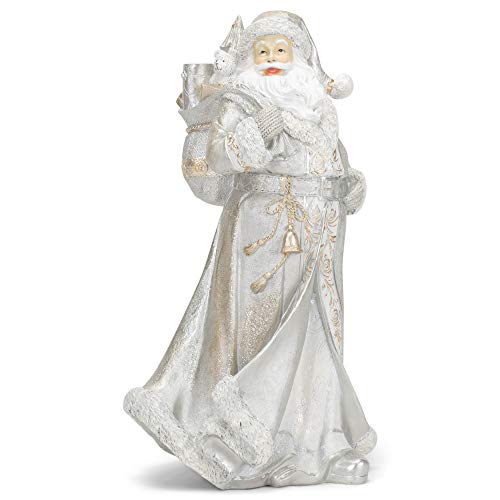 Roman 133105 Walking Santa with Sack Champagne, 15.25 inch, White