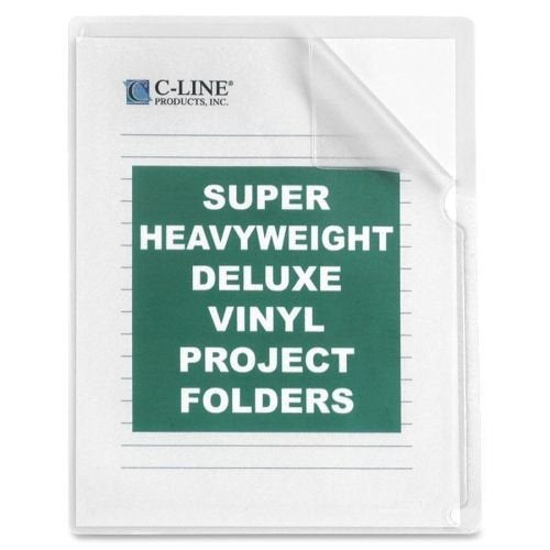 Wholesale CASE of 5 - C-Line Non-Glare Vinyl Project Folders-Project Folders, Vinyl, Nonglare, 11"x8-1/2", 50/BX, Clear