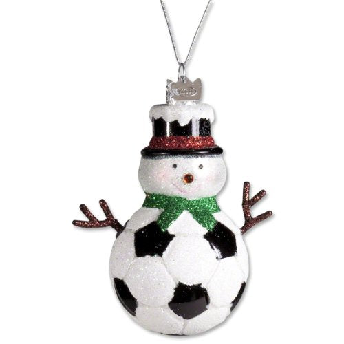 Kurt Adler Noble Gems Glass Soccer Snowman Ornament