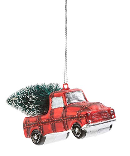 Giftcraft 664870 Truck with Tree Ornament, 4-inch Length, Glass