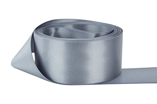 Ribbon Bazaar Double Faced Satin 1/4 inch Gray 50 Yards 100% Polyester Ribbon