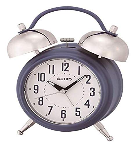 SEIKO Traditional Dual Bell Alarm Clock with Snooze and Light, Blue