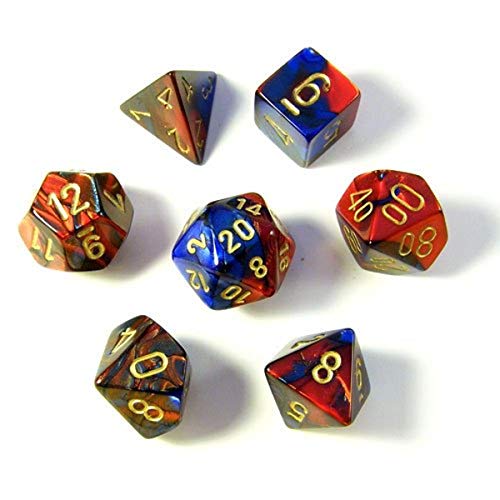 Chessex CHX26429 Dice-Gemini Set, One Size, Blue/Red/Gold