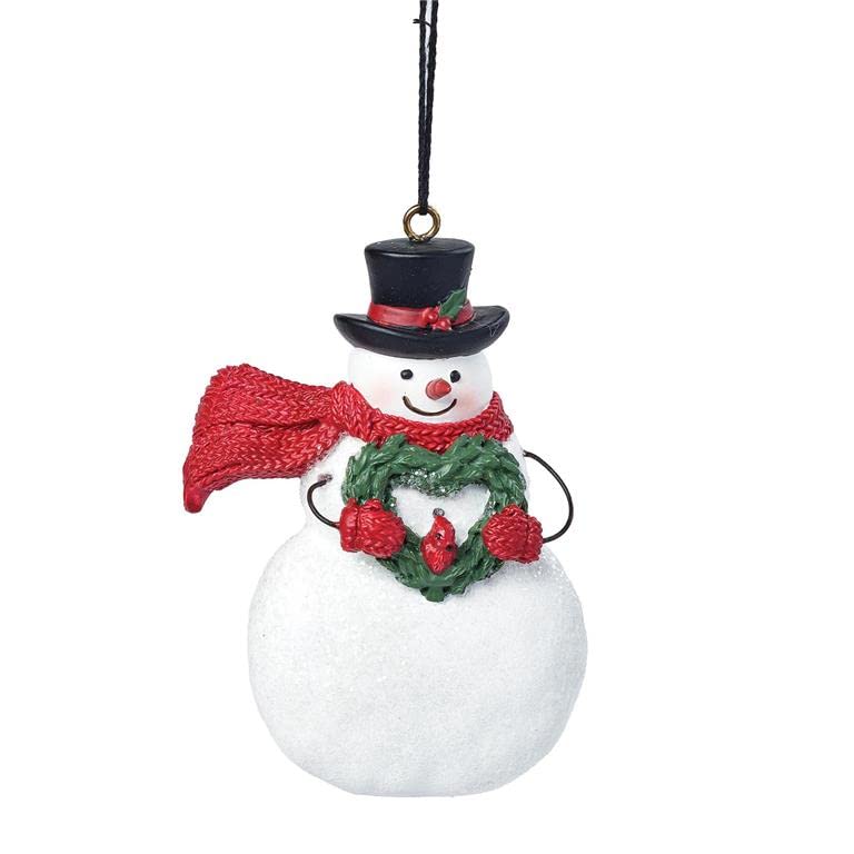 Blossom Bucket Snowman with Heart Shaped Christmas Wreath Ornament