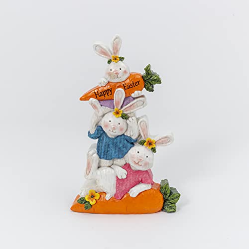 Gerson 13.6" H Resin Easter Stacking Bunnies with Carrots