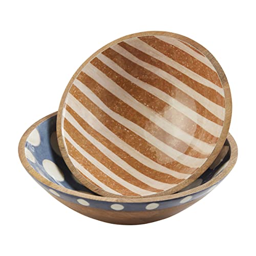 Mud Pie Dotted Enamel Bowls Set, 14-inch diameter