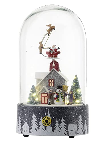 Regency International LED Timer Music Sleigh Flying Over House Water Globe, 11 Inch, Multicolor