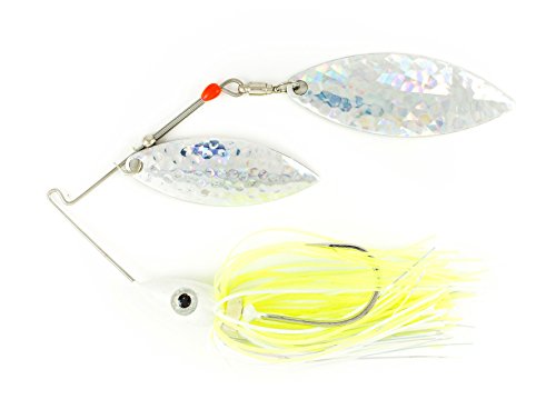Nichols Lures SG1565-38 Pulsator Shattered Glass Spinnerbait, White & Chartreuse Silver, 3/8oz, White & Chartreuse Silver
