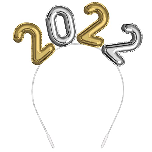 Amscan 2022 Number Balloon Plastic Headband- 7 3/5" | Gold and Silver- 1 Pc