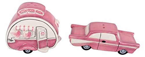 Blue Sky Clayworks Clayworks Retro Camper Salt & Pepper Set, Pink
