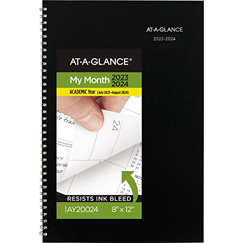 ACCO (School) AT-A-GLANCE 2023-2024 Planner, Monthly Academic, 8" x 12", Large, DayMinder, Black (AY200)