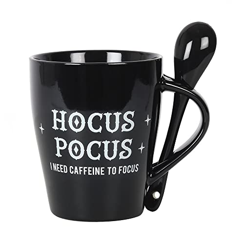 Pacific Trading Giftware Gothic Black Hocus Pocus New Bone China Ceramic Mug and Spoon Set