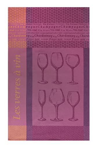 Coucke French Cotton Jacquard Towel, Verres A Vin, 20-Inches by 30-Inches, 100% Cotton