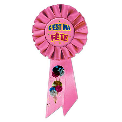 Beistle SRS100F C'est Ma Fete Fabric Rosette, Pink