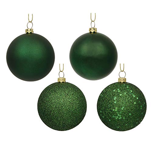 Vickerman 6" Emerald 4-Finish Ball Ornament Assortment, 4 per Box