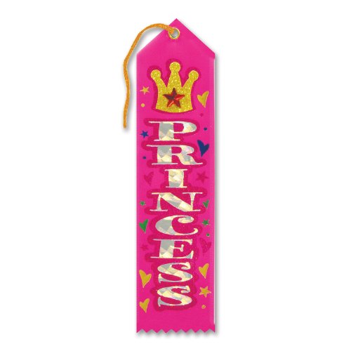 Beistle JR065 Princess Fabric Ribbon Bookmark with Rhinestone, Pink, 2" x 8"