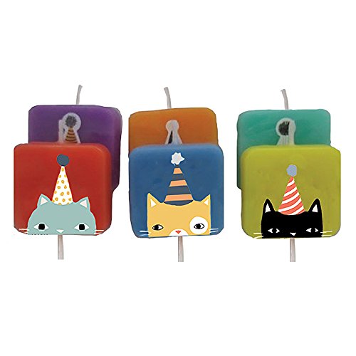 Design Design Cats with Hats Birthday Candles, 1 x 2 3/4", Multicolor