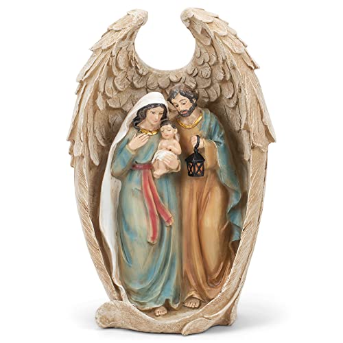 Napco Holy Family with Angel Wing Figurine, Freestanding, Christmas D√©cor, 12.25 Inches