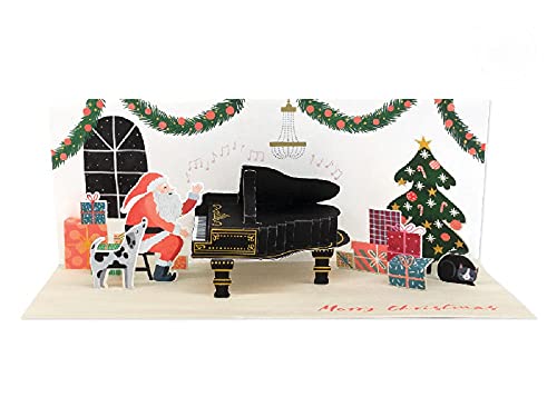 Up With Paper A381AUD Piano Santa with Sound Panoramics Card, 9-inch Length