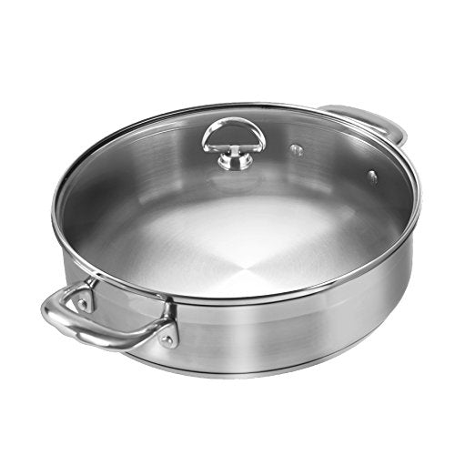 Chantal SLIN29-280 Induction 21 Steel Sauteuse with Glass Tempered Lid (5-Quart)