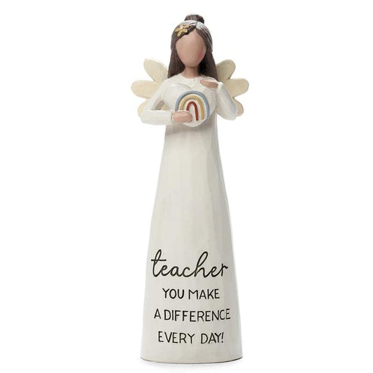 Blossom Bucket Teacher Bright Blessings Angel Figurine, 5.25-inch Height, Resin