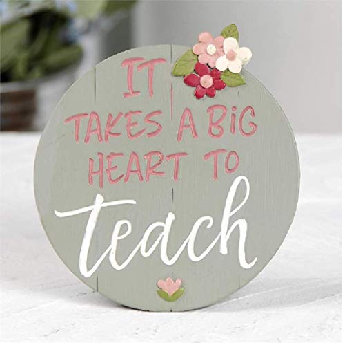 Blossom Bucket 201-12072 Big Heart Teacher Plaque with Easel, 3.5-inch Diameter