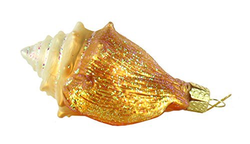Old World Christmas Beach Shells Glass Blown Ornaments for Christmas Tree Golden Seashell