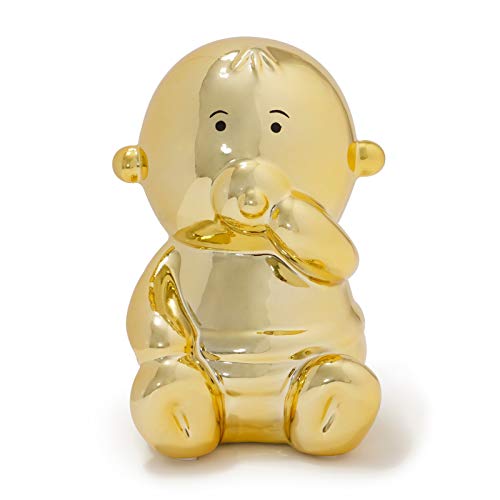 Made By Humans Balloon Baby Money Bank - Unique Ceramic Piggy Bank Gift - Perfect Newborn Baby, Girls, Boys Gold